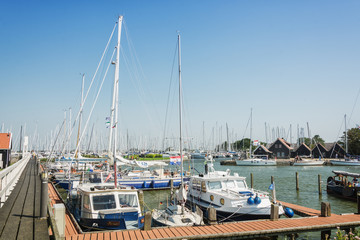 The marina at the Frisian town of Hindeloopen in the Netherlands
