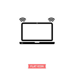 Laptop vector wifi icon, wireless symbol