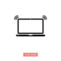 Laptop vector wifi icon, wireless symbol