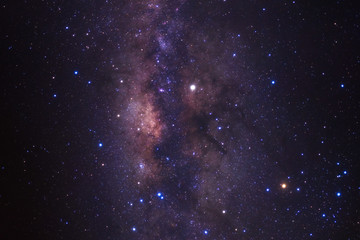 Milky way galaxy with stars and space dust in the universe, Long exposure photograph, with grain.