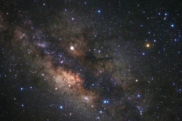 Milky way galaxy with stars and space dust in the universe, Long exposure photograph, with grain.