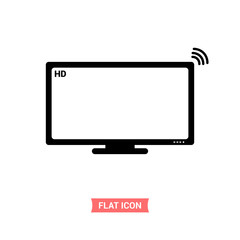 Television vector icon , tv symbol with wireless, flat design.
