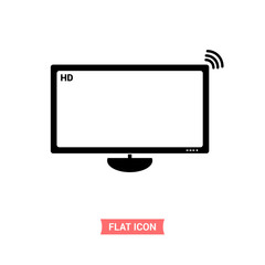 Television vector icon , tv symbol with wireless, flat design.