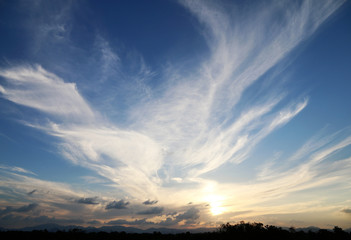 Heavenly Clouds and sky evening In tropical countries summer