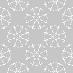 Gray and white floral seamless pattern
