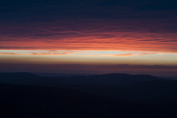 view of colorful sunrise in mountains
