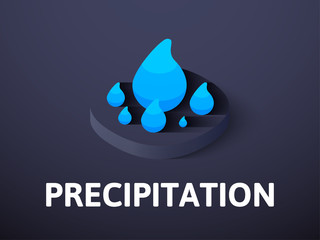 Precipitation isometric icon, isolated on color background