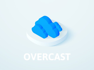 Overcast isometric icon, isolated on color background