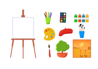 Set of artist in art