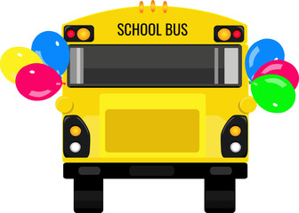  school bus and balls on the road