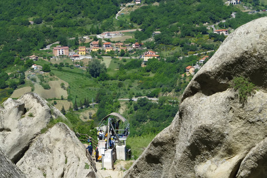 Mountain view and Il Volo dell'Angeloin in Castelmezzano , Basilicata, Italy