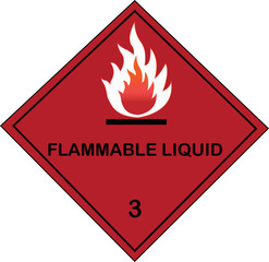 Flammable liquid sign on red isolated background