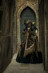Fototapeta na wymiar Beautiful costume at the Carnival in Venice