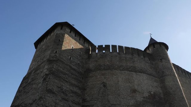 Walls and towers of the old Khotyn Fortress