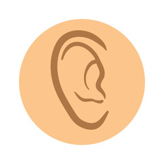 Human ear icon. Vector pictogram illustration, isolated on white background.