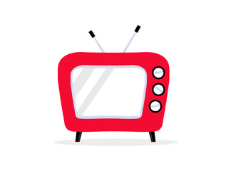 Bright red stylish retro TV