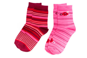 Striped socks on a white background.