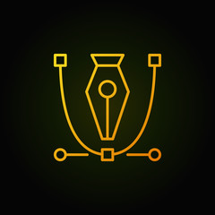 Pen tool yellow icon. Vector graphics design symbol