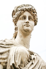 Closeup Head of Goddess Sculpture of City Fountain