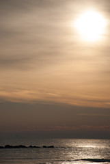 Pink sunset on the sea