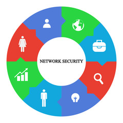 Business infographics. Pie chart with the inscription:network security