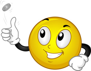 Mascot Smiley Flip Coin Illustration