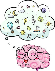 Mascot Brain Imagination Illustration