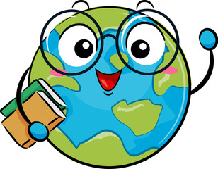 Mascot Earth Book Eye Glasses Illustration