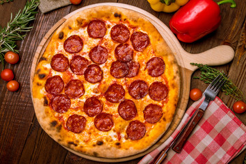 Pepperoni pizza on plate
