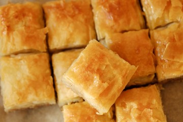 Delicious baklava dessert with nuts and honey  