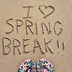 text I love spring break in the sand
