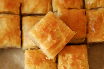 Delicious baklava dessert with nuts and honey  