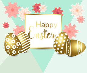 Easter composition with realistic glossy eggs