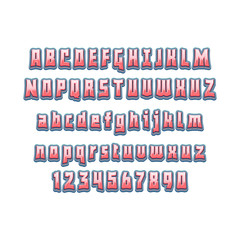 Comic lettering font 3d. Vector alphabet.Hand Lettering script font. Typography alphabet for Designs Logos, Packaging Design, Poster. ABC...