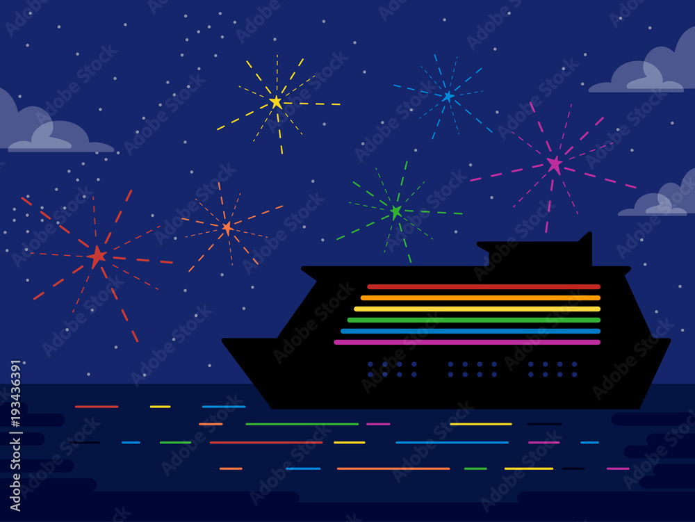 Sticker Gay Cruise Fireworks Illustration