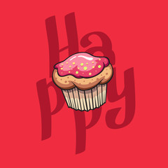 cupcake on a red background