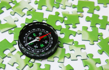 compass on the green puzzle
