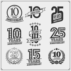 Vector set of Anniversary emblems, stickers and badges.