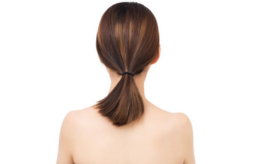 Woman back on white background