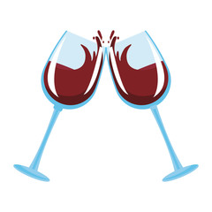 Wine cups toast icon vector illustration graphic design