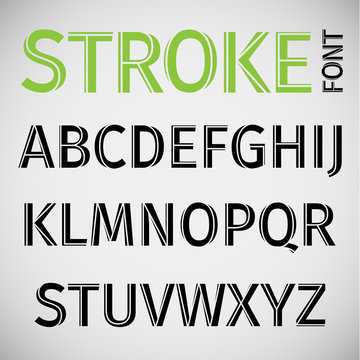 Stroke font, vector.