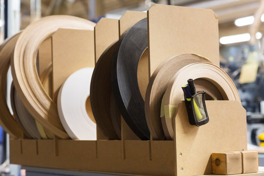veneer or edge band tapes at woodworking factory