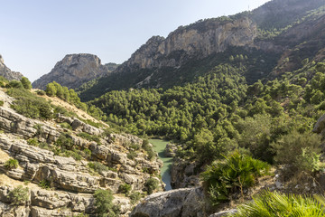 Hiking trail Caminito del Rey.View of Gorge of Gaitanes in El Chorro. Malaga province. Spain.