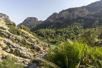 Hiking trail Caminito del Rey.View of Gorge of Gaitanes in El Chorro. Malaga province. Spain.