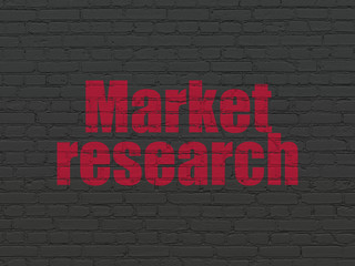 Obraz premium Marketing concept: Painted red text Market Research on Black Brick wall background