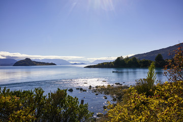 Landscape Panorama of General Carrera Lake and Surroundings