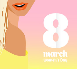congratulations on March 8, beautiful blonde woman