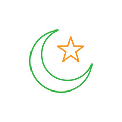 Obraz premium Islam symbol. Crescent moon and star. Simple monoline icon style for muslim ramadan and eid al fitr celebration.
