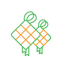 Double Ketupat traditional food. Simple monoline icon style for muslim ramadan and eid al fitr celebration.