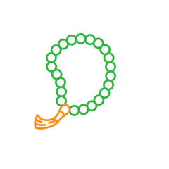 Islamic prayer beads. Simple monoline icon style for muslim ramadan and eid al fitr celebration.
